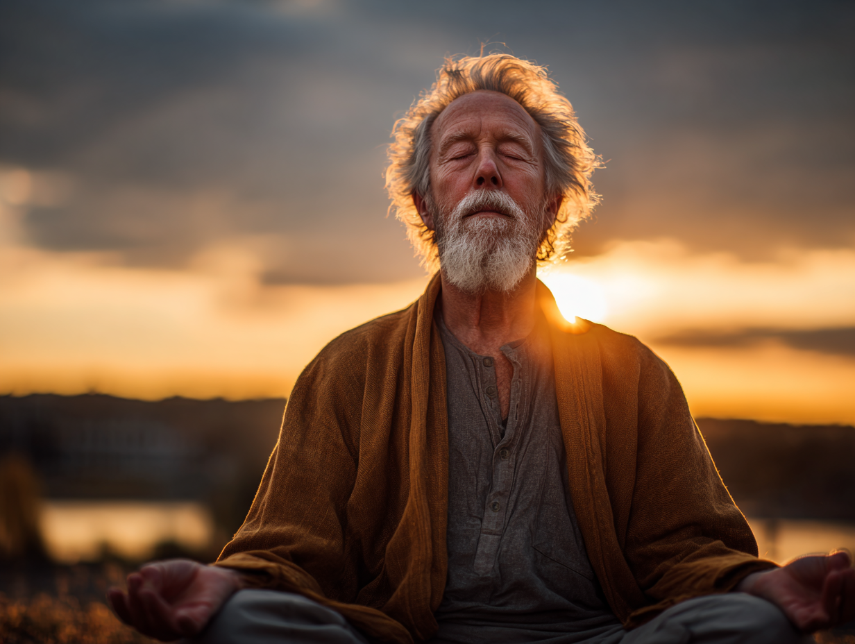 Група людей різного віку практикує йогу в залі